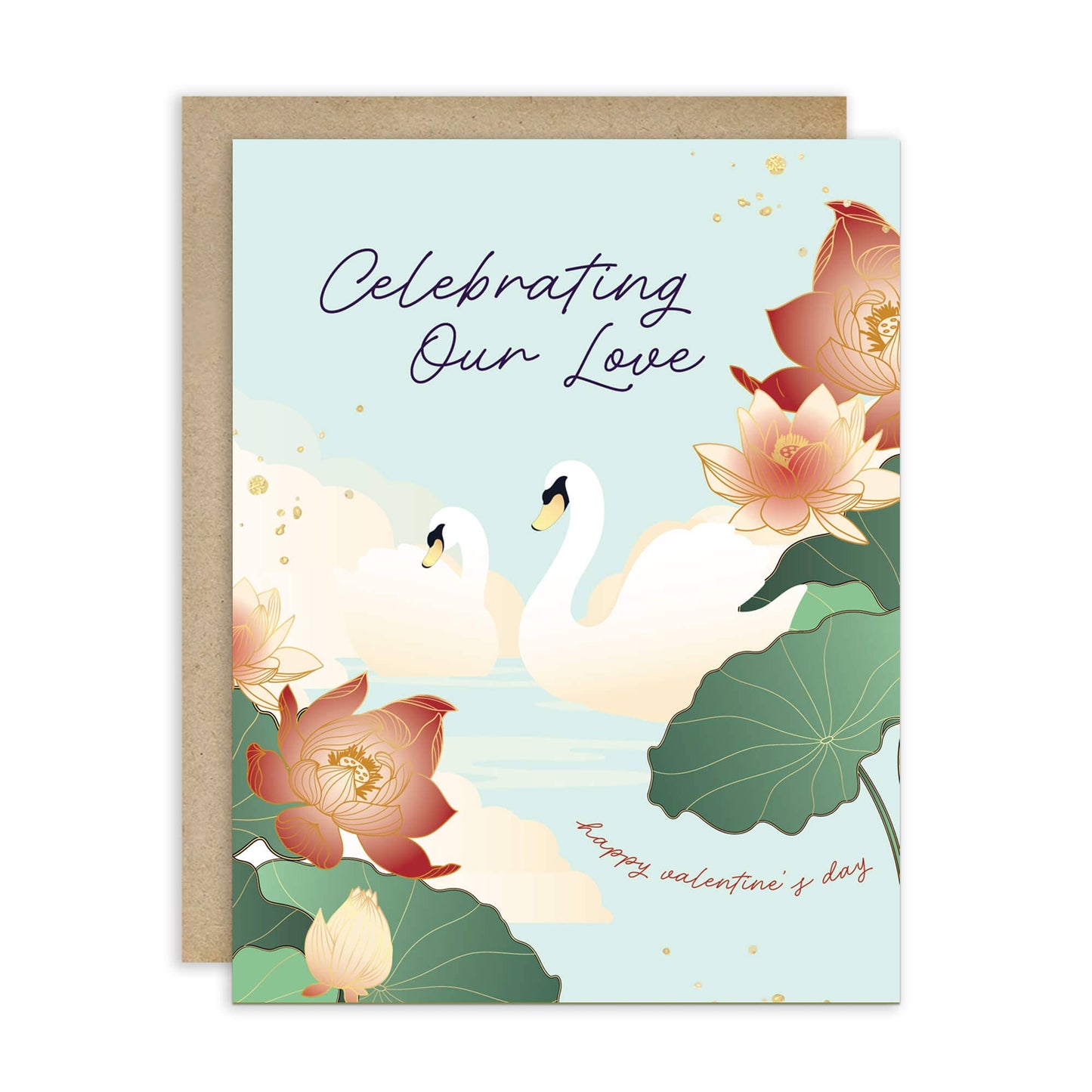 Swans and Lotus Valentine's Day Card | Celebrating Our Love