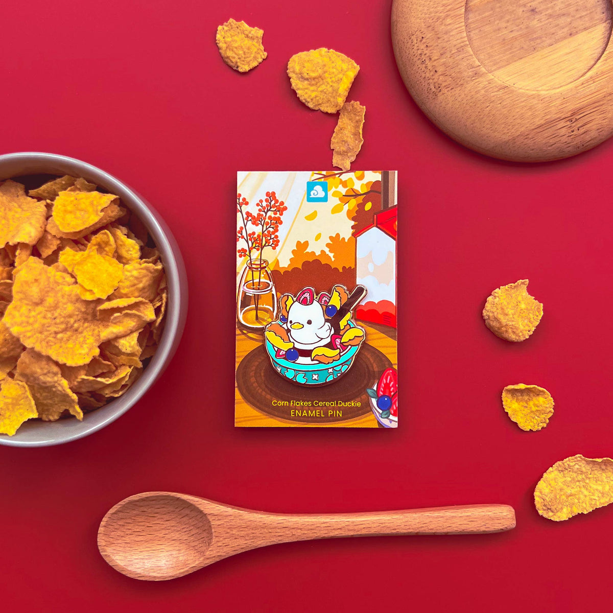Duck Cerial Enamel Pin - Cornflakes Cereal Duck – Front and Company: Gifts