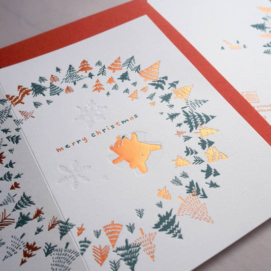 Letterpress christmas card : first snow