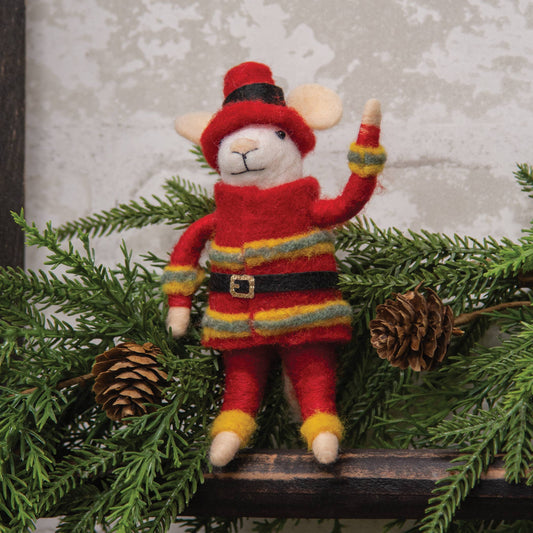 Fireman Mouse Felted Ornament
