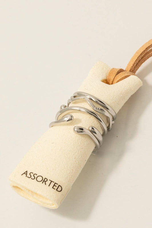 Assorted Wavy 5Pc Band Rings Set