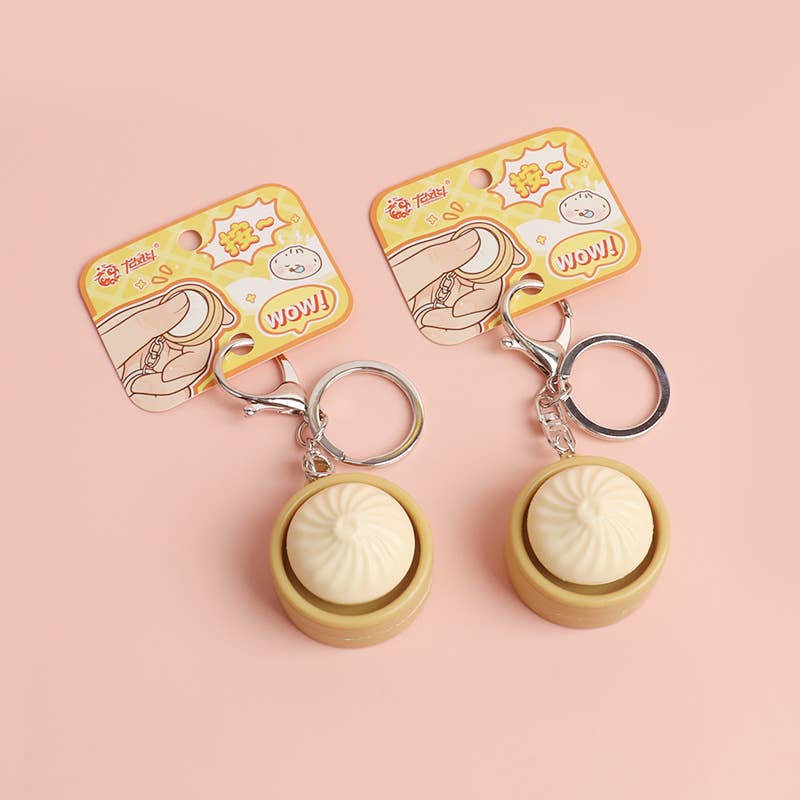 Cute Mini DUMPLINGS Press Button Keychain Bag Charm clicker