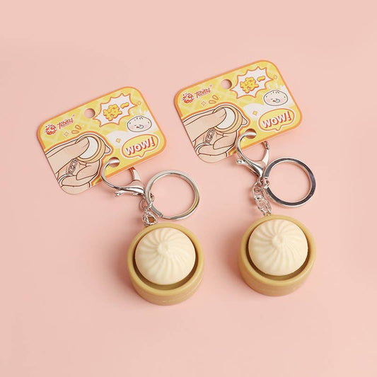 Cute Mini DUMPLINGS Press Button Keychain Bag Charm clicker