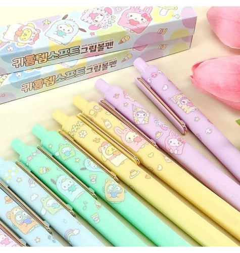 Sanrio Gold Clip & Soft Grip Blind Ball point pen Box - Front & Company: Gift Store