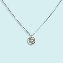 Load image into Gallery viewer, Sterling Silver Evil Eye Hammered Medallion Necklace
