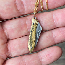 Load image into Gallery viewer, Small Gold Fish Knife Necklace
