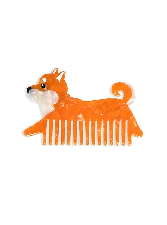 Wide-Tooth Mini Hair Comb - Puppy Dog - Orange