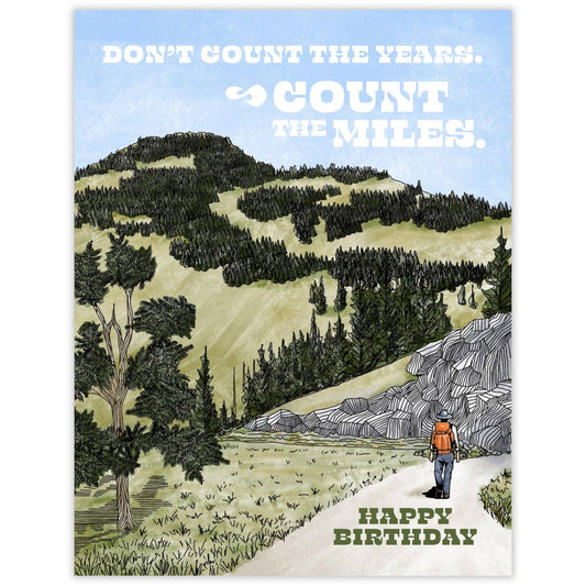 Count the Miles - Recycled Birthday Card for Hikers