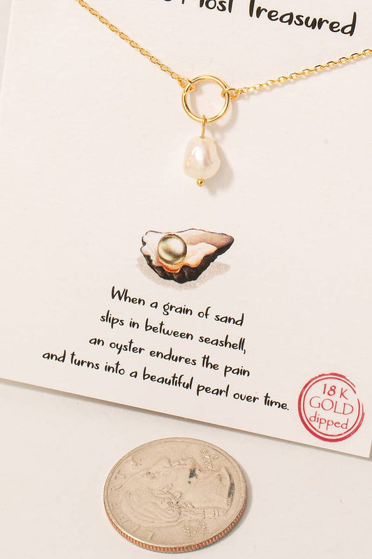 Gold Dipped Pearl Drop Pendant Necklace