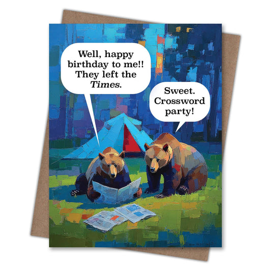 Crossword Bears - Recycled Birthday Card for Campers