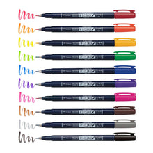 Load image into Gallery viewer, Fudenosuke Colors Calligraphy Brush Pens - 10-Pack
