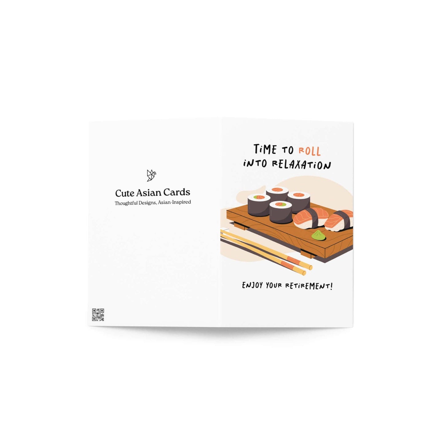 Time to Roll Funny Retirement Cards | Japanese Maki Sushi Nigiri Food Greetings