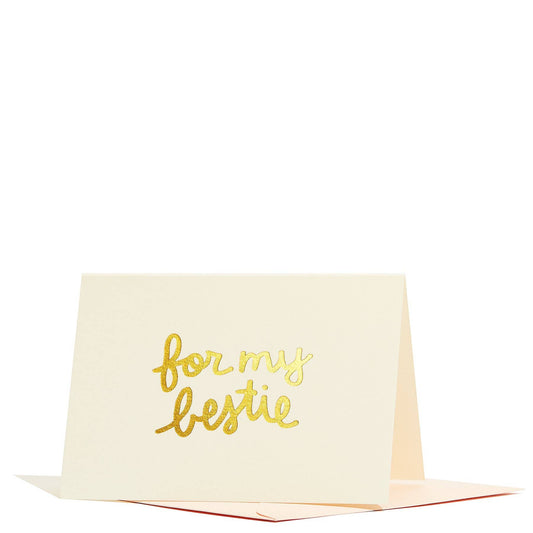 For My Bestie Gold Foil Notecard Set on Cream Card Stock