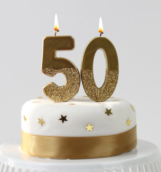 Gold Glitter Number Candles