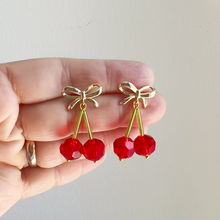 Load image into Gallery viewer, Crystal Cherry Earrings | Beaded Earrings
