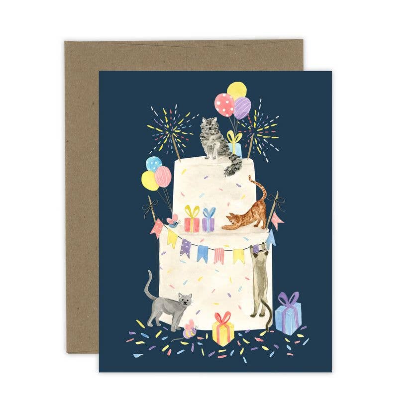 Party Cat Cake Birthday Card