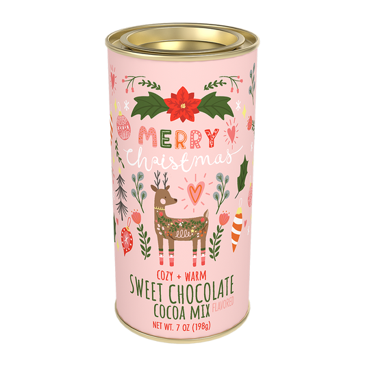 Christmas Deer Sweet Chocolate Cocoa Mix (7oz Round Tin)