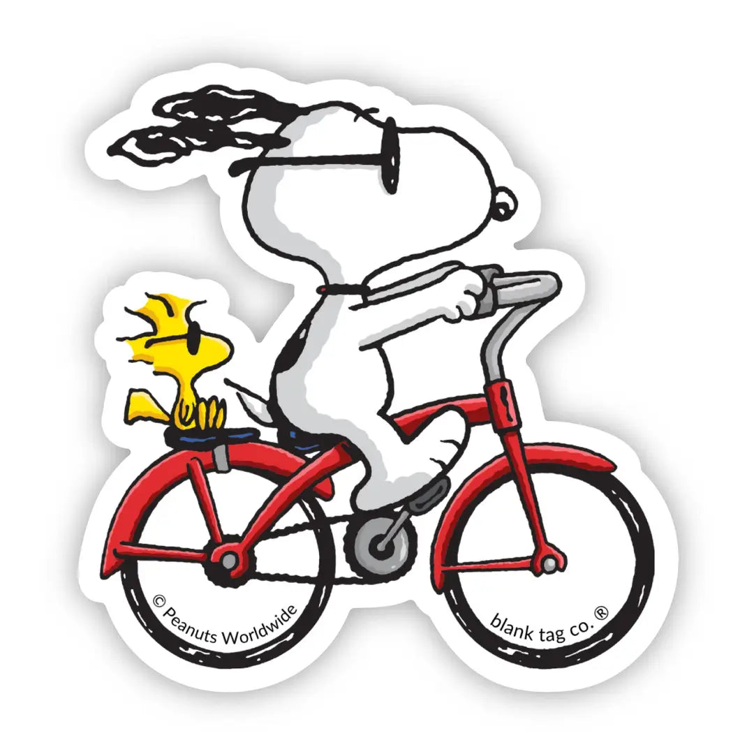 Peanuts® Waterproof Sticker -Snoopy Riding Bike