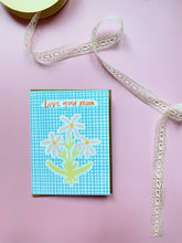 Load image into Gallery viewer, Blue Gingham &#39;Love You Mom&#39; Card
