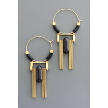 Load image into Gallery viewer, FERE102 Art Deco jet hoop earrings
