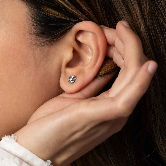 Sterling Silver Tiny Dimensional Frog Post Earrings 7x7mm