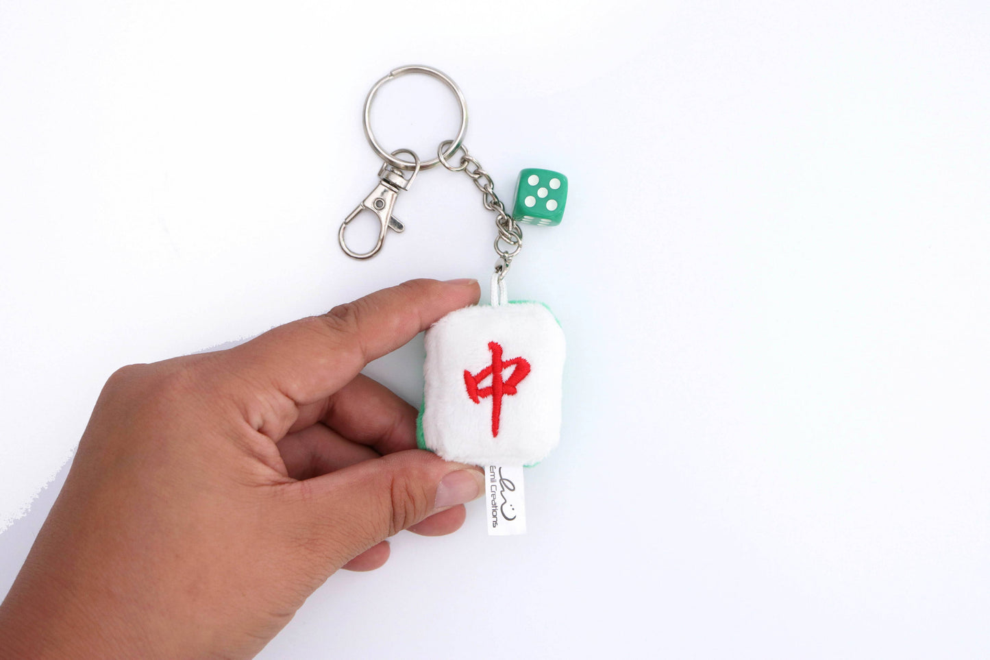 Tiny Mahjong Tile Plush Key & Bag Charm: Zhong (Red Dragon) / No Packaging