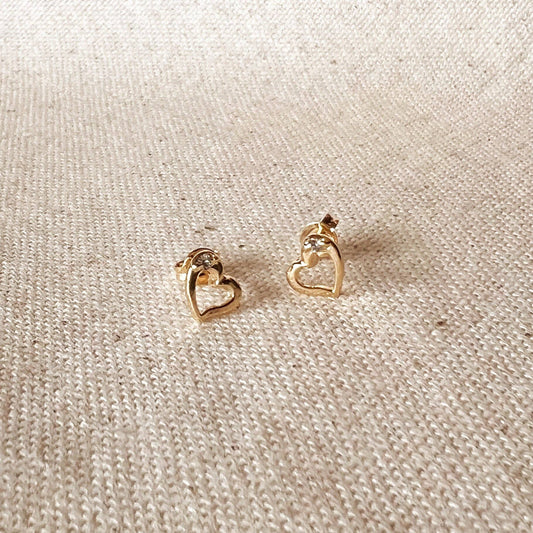 18k Gold Filled Dainty Heart Studs Earrings