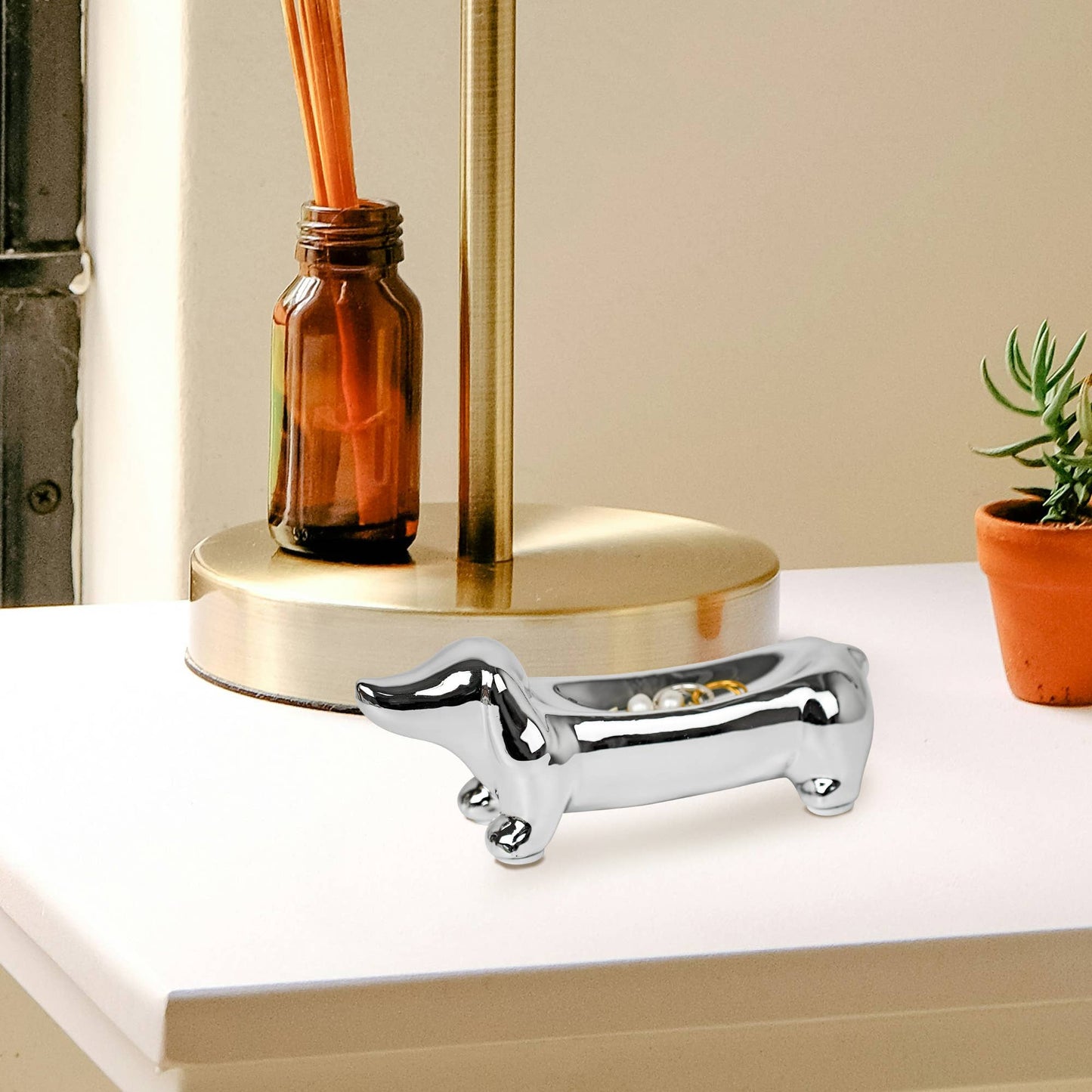 YOBRO Hotdog Jewelry Tray Dachshund Ceramic Mini Dish