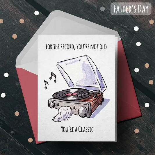 "For the Record" - Music Lover Dad Joke Pun Fathers Day Card