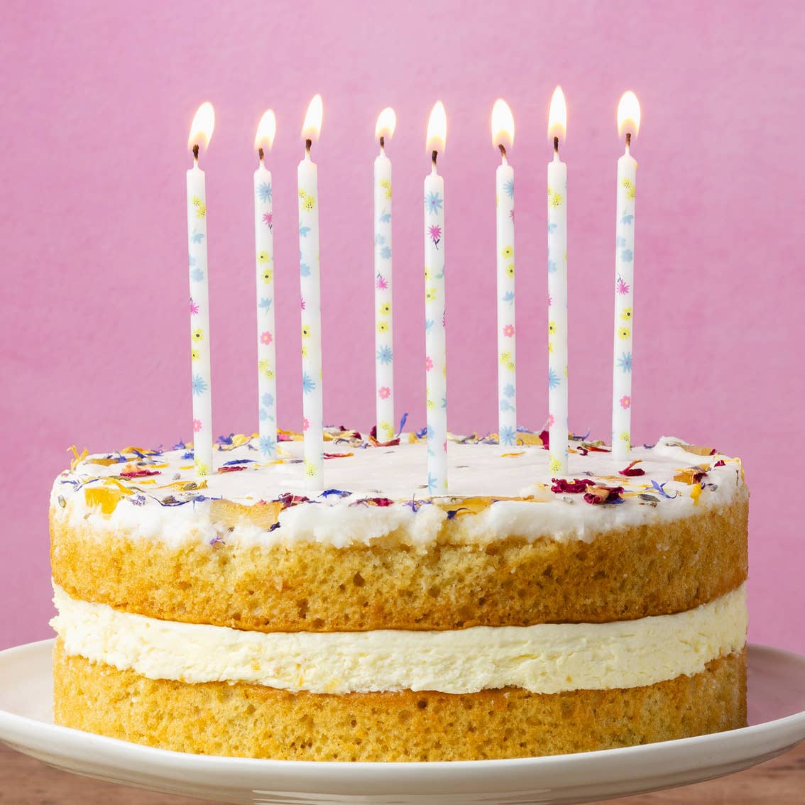 Pastel Floral Birthday Candles | 16 Pack | Cake Candle |