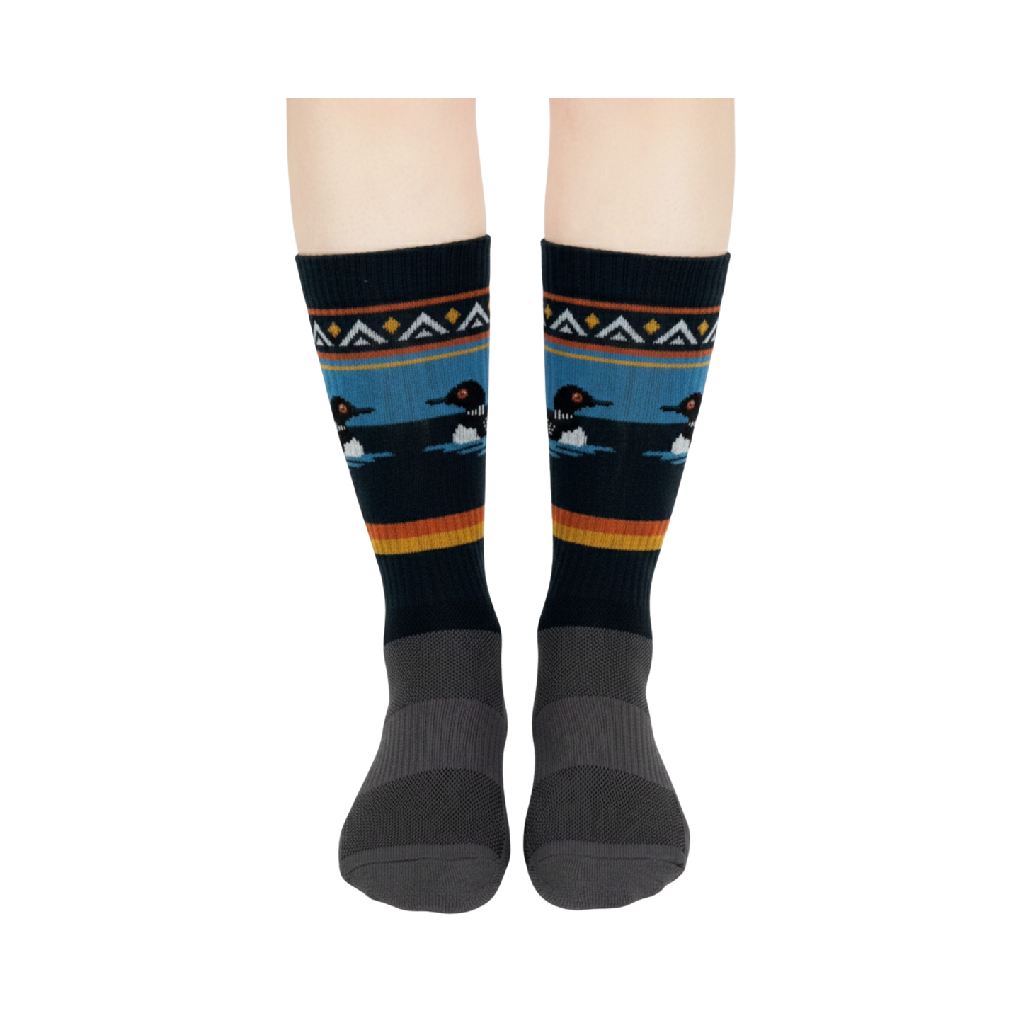 Unisex Loon Wildlife Mid-Calf Hiking Socks | Cushioned Cotton Blend Camping Socks