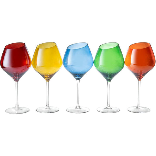 Slant Rim 20oz Colored Wine Glasses Assorted Colour