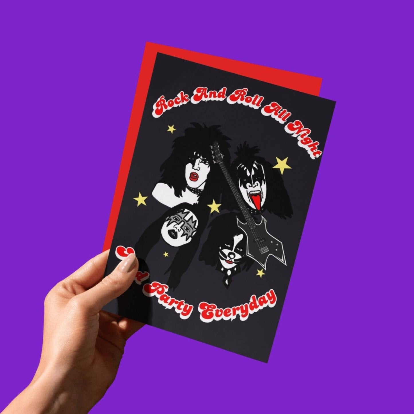Rock And Roll All Day Happy Birthday Band Card