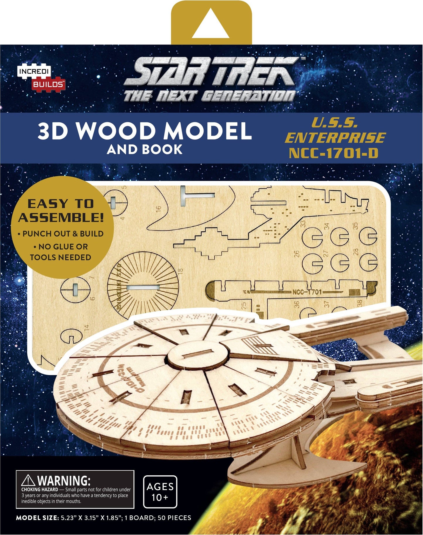IncrediBuilds: Star Trek The Next Generation: U.S.S. Enterprise NCC-1701-D 3D Wood Model and Book
