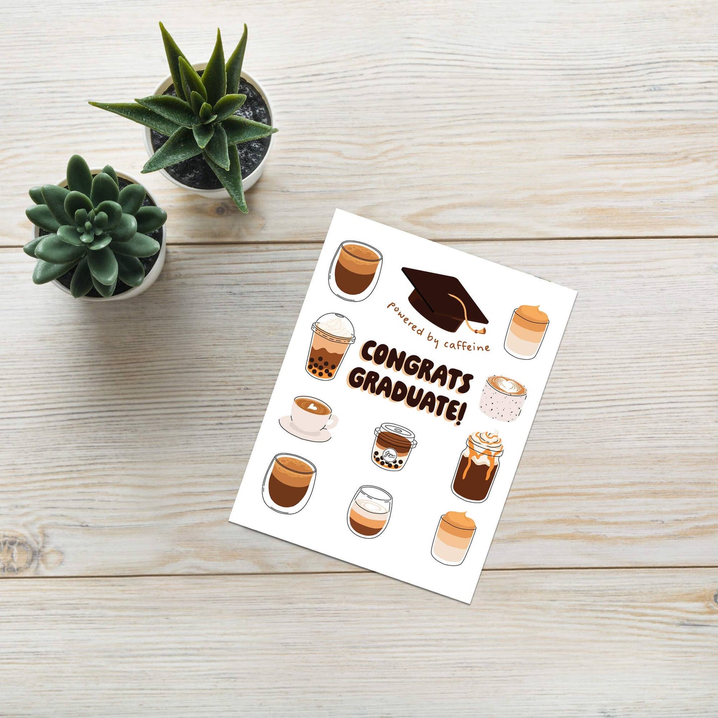 Coffee Graduation Card | Caffeine Drink Bubble Tea Congratulations
