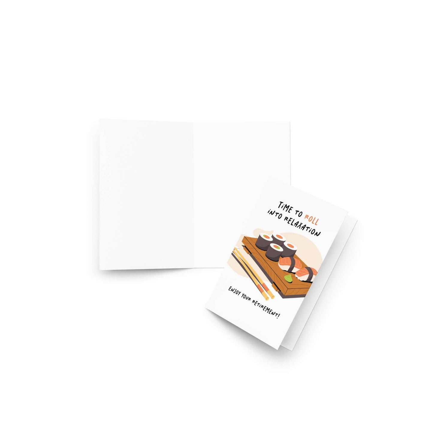 Time to Roll Funny Retirement Cards | Japanese Maki Sushi Nigiri Food Greetings