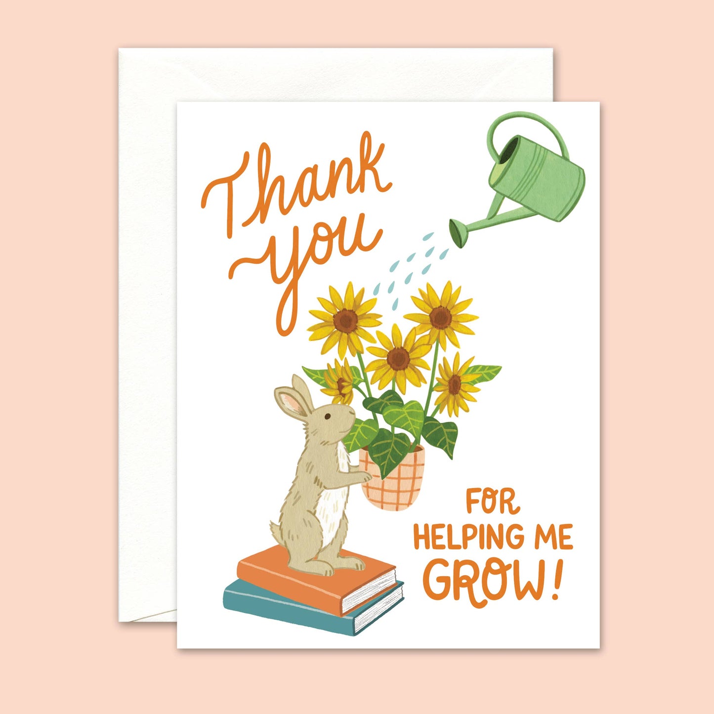 Bunny Rabbit Holding Sunflowers Teacher Appreciation Card