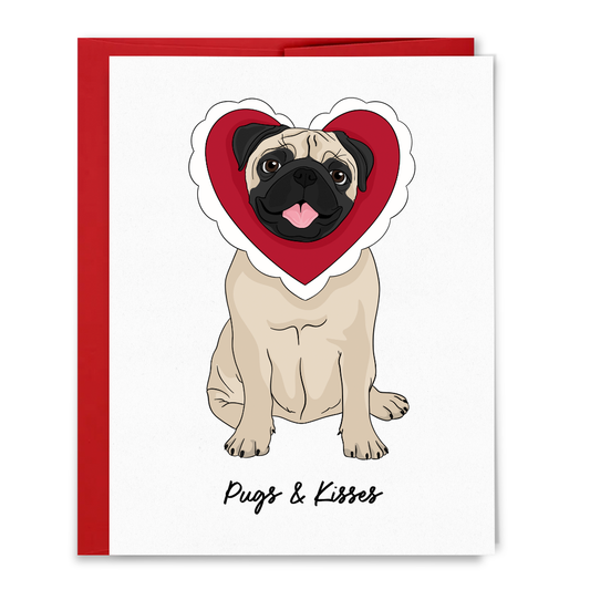 Pugs and Kisses, Love, Valentine's Day Card