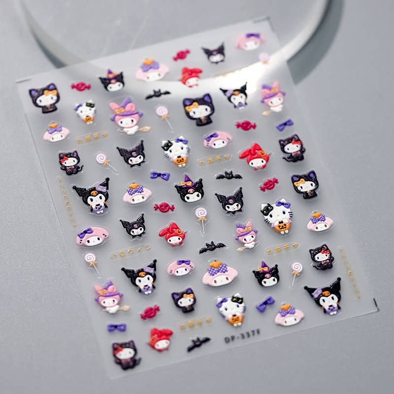 Cute Cartoon Embossed Pattern Design Nail Deco Sticker