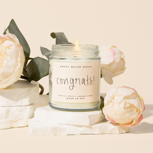 Congrats! 9 oz Soy Candle - Home Decor & Gifts
