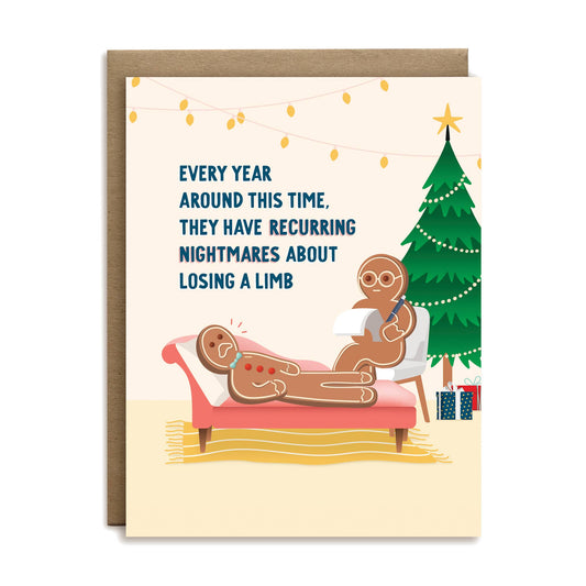 Therapy for gingerbread greeting card