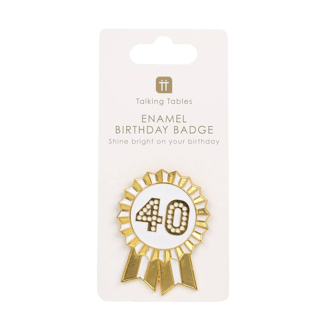 Gold Enamel Birthday Pin Badge | 40 | Milestone Birthday |