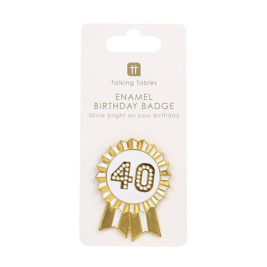 Gold Enamel Birthday Pin Badge | 40 | Milestone Birthday |