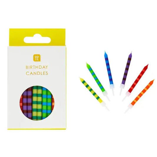 Striped Birthday Candles | 24 Pack | Birthday Party |