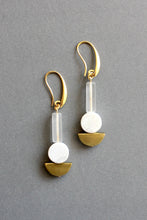 Load image into Gallery viewer, ISLE14 White and brass geometric earrings
