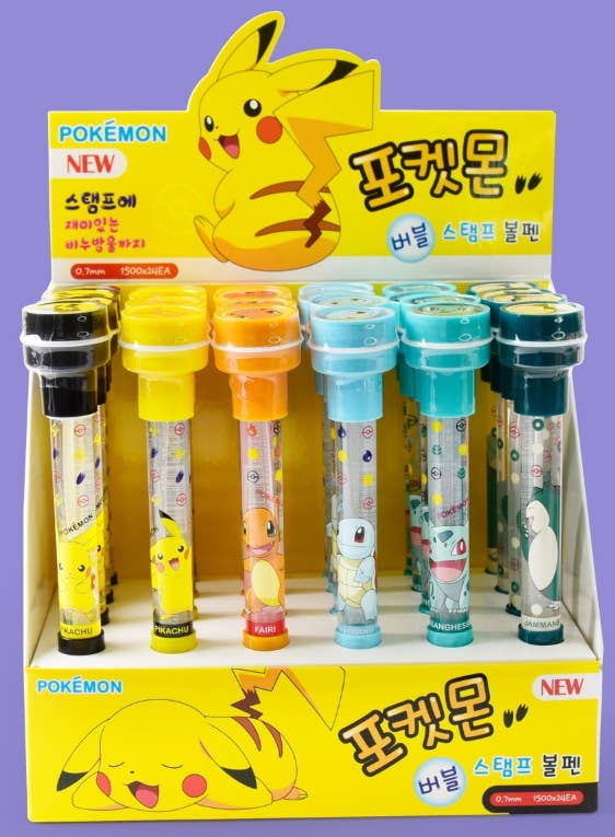 Pokemon Bubble Stamp + Ballpoint Pen + Bubble Wand