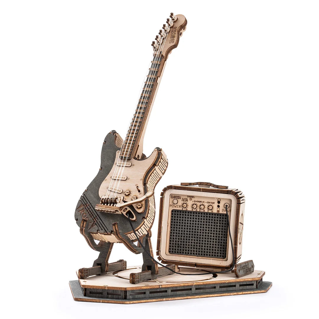 3D Laser Cut Wooden Puzzle: Electric Guitar