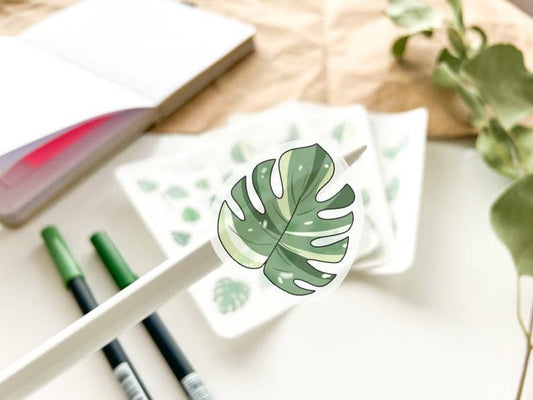 Monstera Leaves Sticker Sheet | Clear Frosted Matte