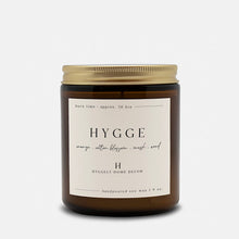 Load image into Gallery viewer, Hygge Soy Candle in Amber Jar with Gold Lid | 9 oz | 4 oz
