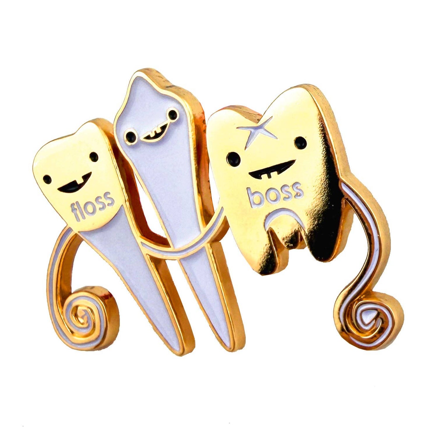 Teeth Floss Boss Enamel Pin - Dental Care, Oral Health Gift